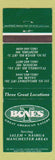 Matchbook Cover - T Bones Salem Nashua Manchester NH