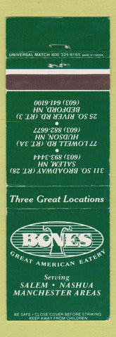 Matchbook Cover - T Bones Salem Nashua Manchester NH