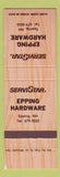Matchbook Cover - Epping Hardware Epping NH