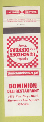 Matchbook Cover - Dominion Deli Restaurant Sherman Oaks Square CA