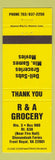 Matchbook Cover - R and A Grocery Front Royal VA