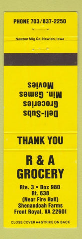 Matchbook Cover - R and A Grocery Front Royal VA