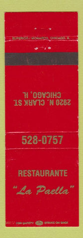Matchbook Cover - Restaurante LA Paella Chicago IL