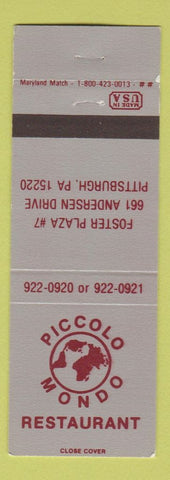 Matchbook Cover - Piccolo Mound Restaurant Pittsburgh PA