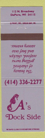 Matchbook Cover - A's Dock Side DePere WI