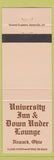Matchbook Cover - University Inn Down Under Lounge Newark OH