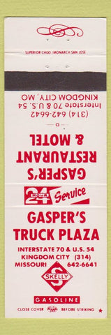 Matchbook Cover - Gasper's Restaurant Motel Skelly Oil Gas Kingdom City MO