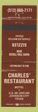Matchbook Cover - Charles Restaurant Johnson City TX