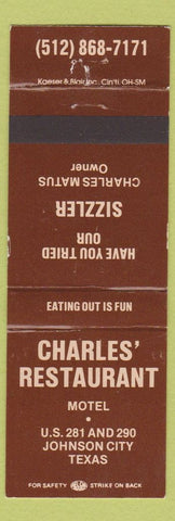 Matchbook Cover - Charles Restaurant Johnson City TX