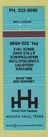 Matchbook Cover - Hornsby Heavy Hardware Wichita Falls TX