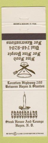 Matchbook Cover - Crossroads Steak House Hazen ND