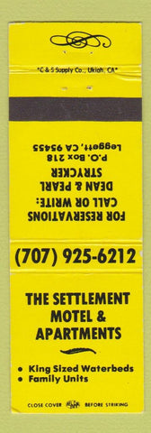 Matchbook Cover - Settlement Motel Apartments Leggett CA