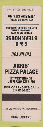 Matchbook Cover - Arris' Pizza Place Jefferson City MO Steak House
