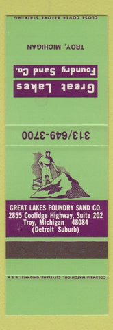 Matchbook Cover - Green Lakes Foundry Sand Troy MI