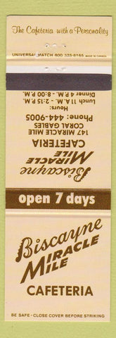 Matchbook Cover - Biscayne Miracle Mile Cafeteria Coral Gables FL
