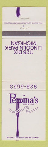 Matchbook Cover - Peppina's Restaurant Italian Lincoln Park MI