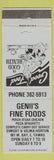 Matchbook Cover - Genii's Fine Food Pizza East Tawas MI