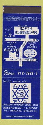 Matchbook Cover - Mama Batt's Restaurant Jewish Kosher Chicago IL