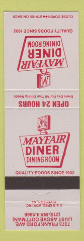 Matchbook Cover - Mayfair Diner Philadelphia PA