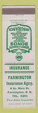 Matchbook Cover - Farmington Insurance Agency Farmington NH