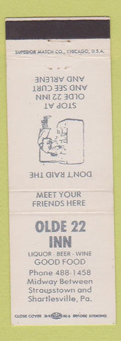 Matchbook Cover - Olde 22 Inn Shartlesville PA