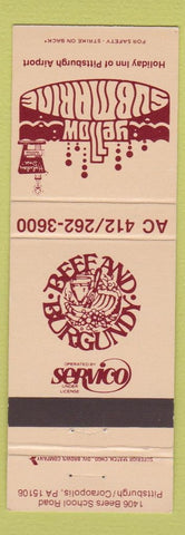 Matchbook Cover - Yellow Submarine Beef and Burgundy Pittsburgh Corapolis PA