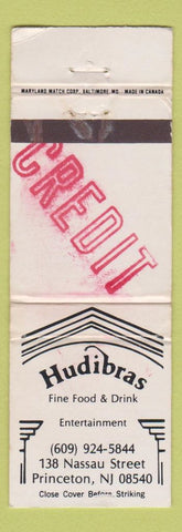 Matchbook Cover - Hudibras Restaurant Princeton NJ WORN