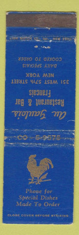Matchbook Cover - Au Gaulois Restaurant French New York City Rooster