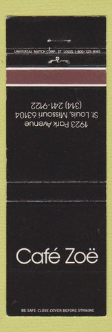 Matchbook Cover - Cafe Zoe ST Louis MO