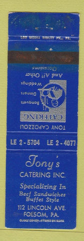 Matchbook Cover - Tony's Catering Folsom PA WEAR