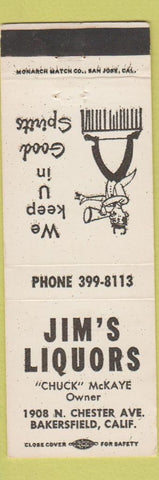 Matchbook Cover - Jim's Liquors Bakersfield CA