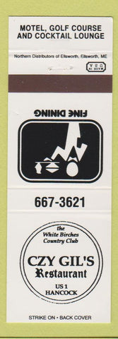 Matchbook Cover - Czy Gil's Hancock ME White Birches Country Club Ellsworth