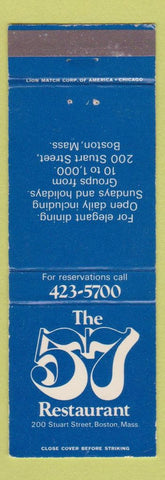 Matchbook Cover - 57 Restaurant Boston MA