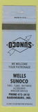 Matchbook Cover - Wells Sunoco oil gas Hardinsburg IN
