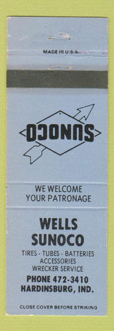 Matchbook Cover - Wells Sunoco oil gas Hardinsburg IN