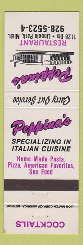 Matchbook Cover - Peppina's Italian Restaurant Pizza Lincoln Park MI