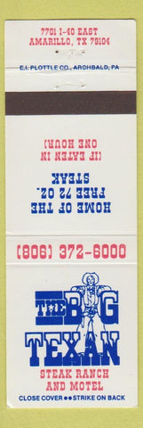 Matchbook Cover - Big Texan Steak Ranch Amarillo TX