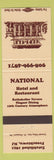 Matchbook Cover - National Hotel Restaurant Frenchtown NJ
