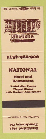 Matchbook Cover - National Hotel Restaurant Frenchtown NJ