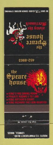 Matchbook Cover - Speare House Restaurant Lowell MA