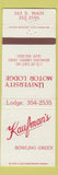 Matchbook Cover - Kaufman's Bowling Green OH Motor Lodge