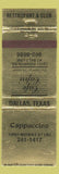 Matchbook Cover - Cappuccino Restaurant Club  Dallas TX