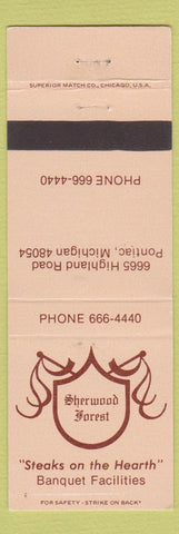 Matchbook Cover - Sherwood Forest Steaks Pontiac MI