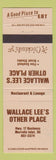 Matchbook Cover - Wallace Lee's Other Place Murrells Inlet SC