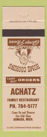 Matchbook Cover - Achatz Family Restaurant Armanda MI