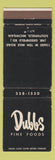 Matchbook Cover - Dubbs Fine Foods Southfield MI