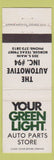 Matchbook Cover - Green Light Auto Parts Borger TX