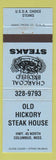 Matchbook Cover - Old Hickory Steak House Columbus MS