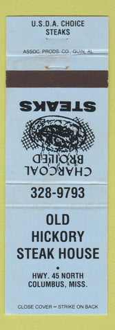 Matchbook Cover - Old Hickory Steak House Columbus MS