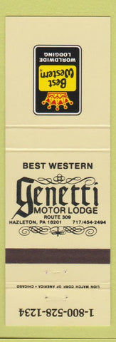 Matchbook Cover - Best Western Genetti Motor Inn Hazleton PA